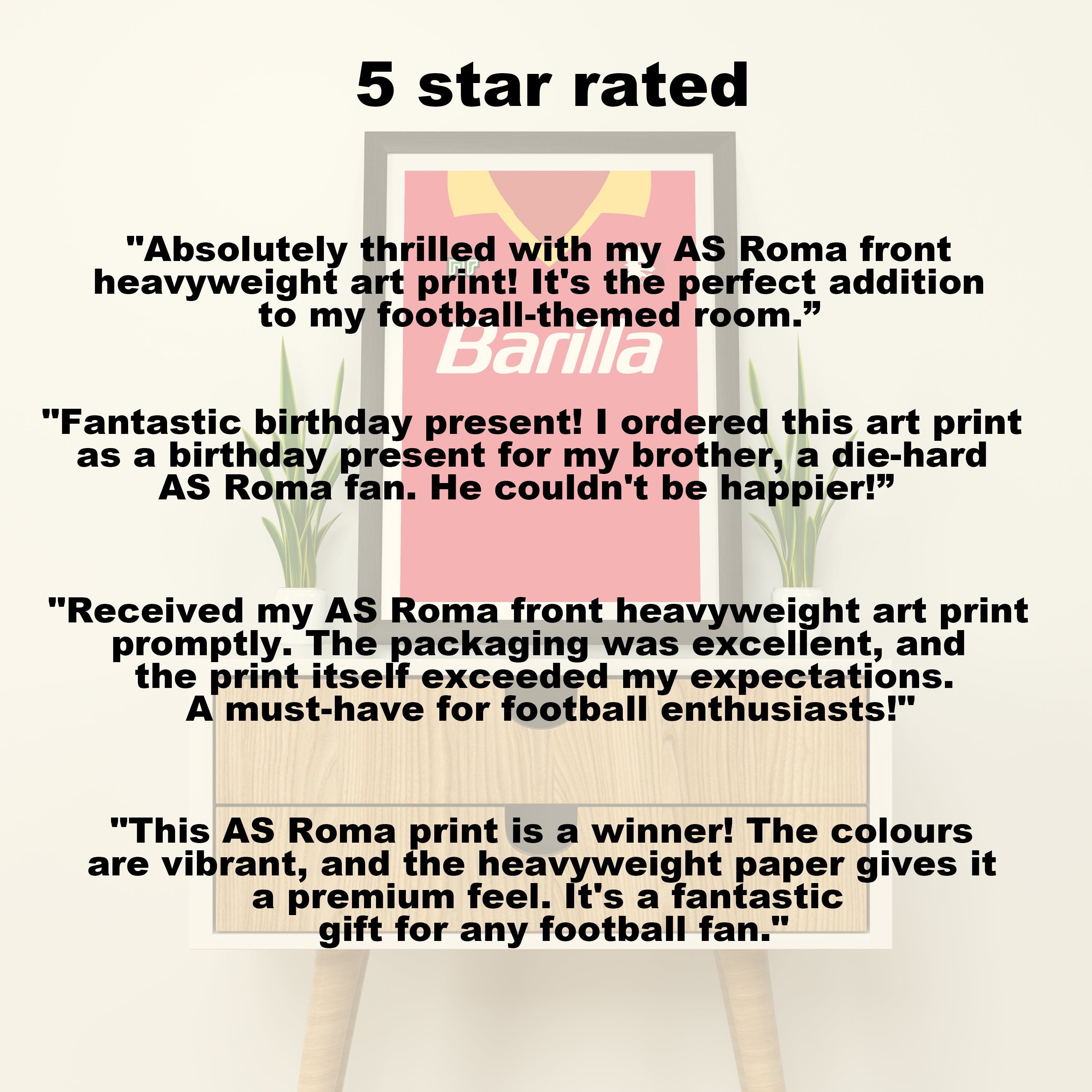 AS Roma (Front) Heavyweight Art Print - Football Post - Perfect Gift - Birthday Present for Him